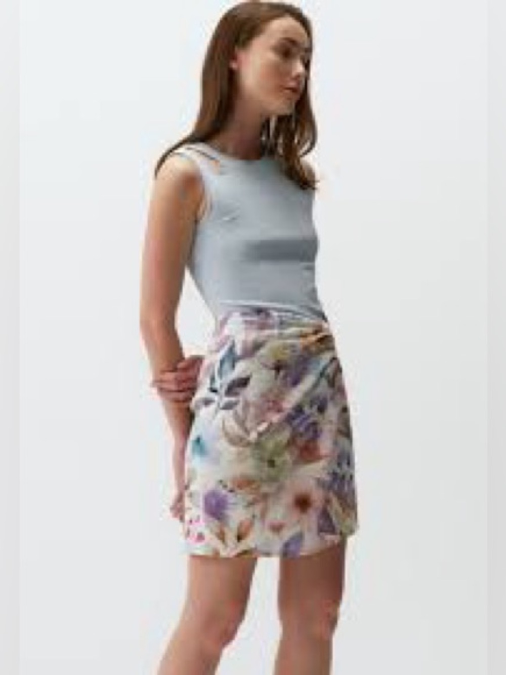 365$ SHAN floral print wrap skirt 100% silk!